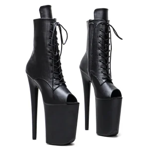 23CM Matte PU Open Toe Dance Boots