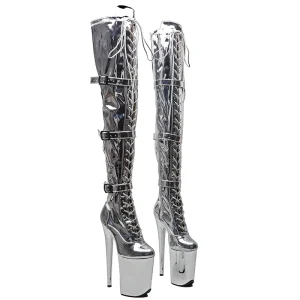 23CM Silver Platform Dance Boots