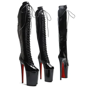 23CM Red Glitter Platform Dance Boots