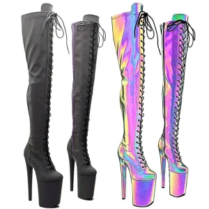 Reflective 23CM PU Platform Boots
