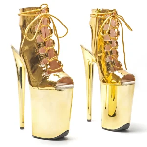 Leecabe 23CM Patent Open Toe Boots